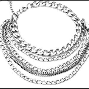 Multi layer anklet in stainless steel, 9”